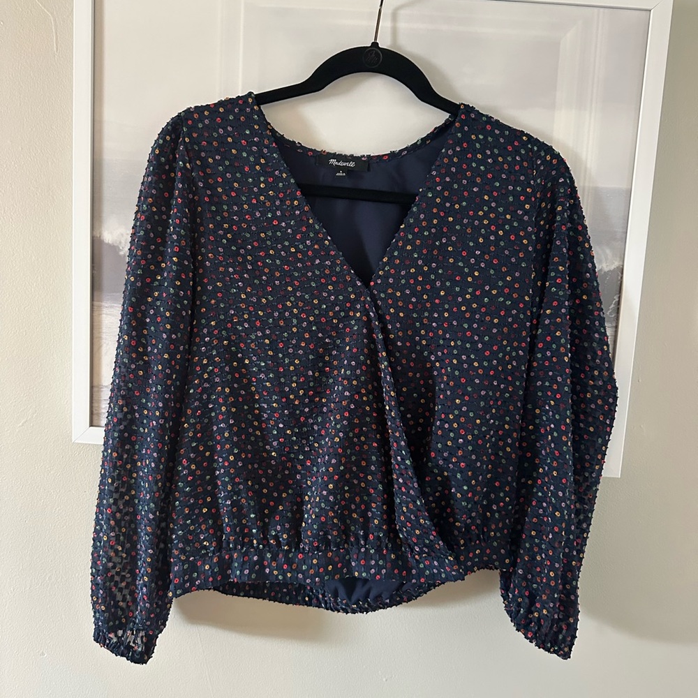 Madewell wrap top - size small - so cute! Perfect for the holidays!